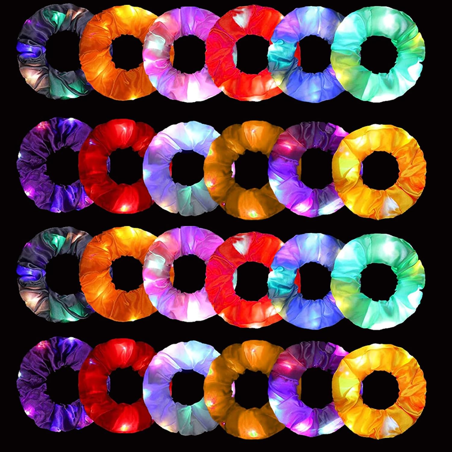 Outdoor Lighting Effects - 6개 LED 스크런치 헤어밴드, 야광 스크런치,