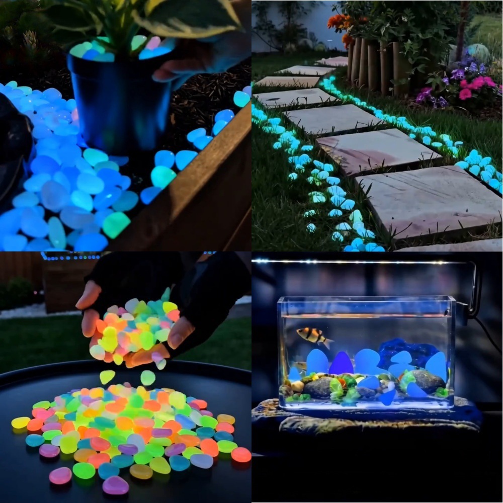 Outdoor Lighting Pathway - 다채로운 야광 조약돌 정원석, 야외 정원