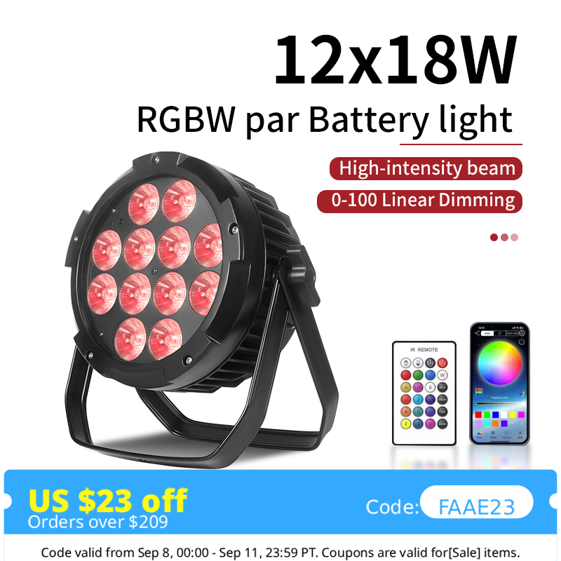 Outdoor Lighting Wireless - IP65 방수 12X18W 6in1 배터리 LED