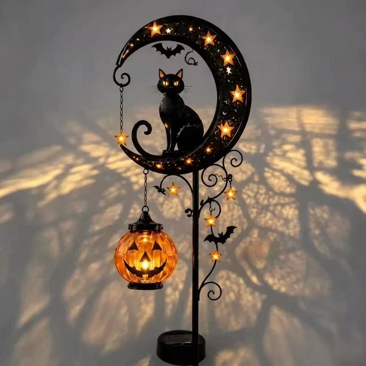 할로윈 검은 고양이 & 호박 달 모양 정원 장식 조명, - Outdoor Lighting Black 리뷰 및 가격