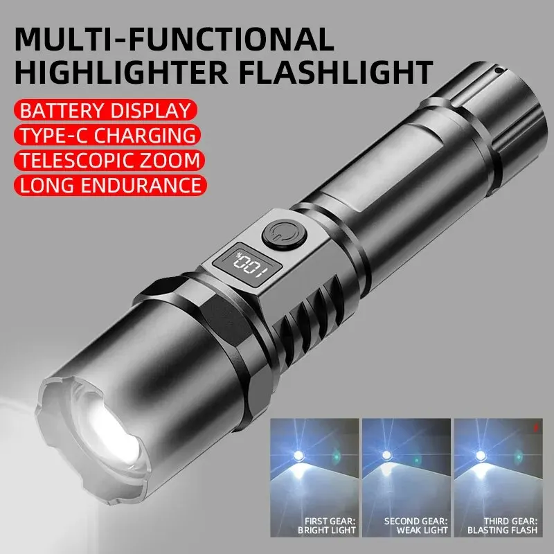 강력한 LED 휴대용 손전등 휴대용 충전식 텔레스코픽  - Outdoor Lighting Waterproof 리뷰 및 가격
