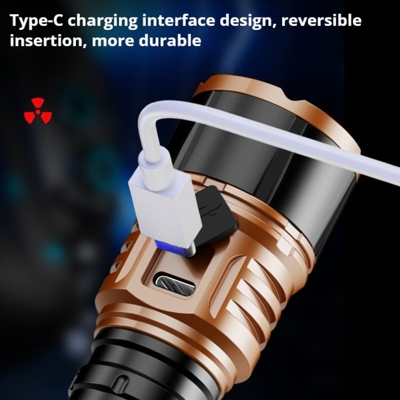 강력한 조명 고출력 LED 손전등 타입-C 충전 방수  - Outdoor Lighting Waterproof 리뷰 및 가격